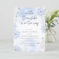 Blue Snowflake is on the way Winter Baby Shower Invitation