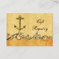 rustic, vintage ,anchor nautical Gift registry Enclosure Card