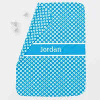 Personalized Central Stripe Blue Polka-Dotted Baby Blanket