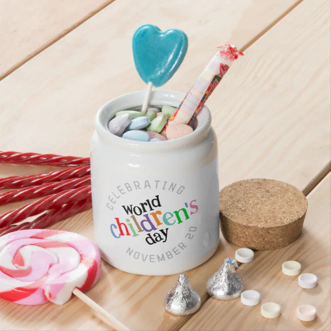 Colorful Happy World Children's Day Candy Jar