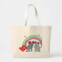 Mice in Love Valentines Large Tote Bag