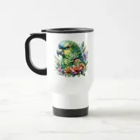 Beautiful Watercolor Amazon Parrot Personalized Travel Mug