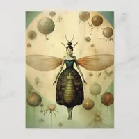 The Retro Creepy Insect Lady Postcard