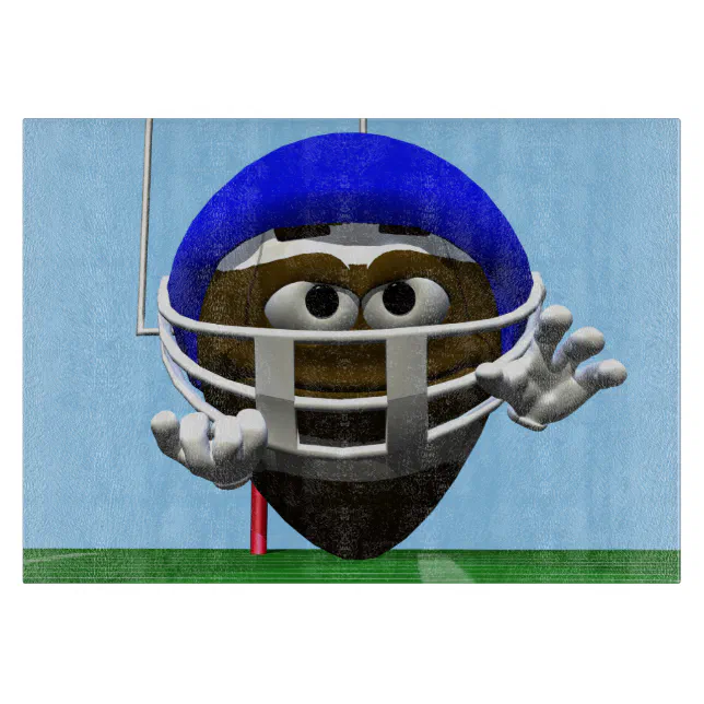 Funny Cartoon Football in a Helmet Cutting Board