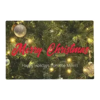 Christmas Ornaments Laminated Holidays Placemat