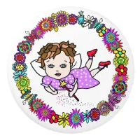 Whimsical Folk Art Fairy with Star Dust Ceramic Knob