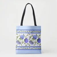 Blue Hydrangea Floral Botanical pattern Tote Bag