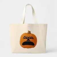 Jack o' Lantern Unhappy Face, Halloween Pumpkin Large Tote Bag