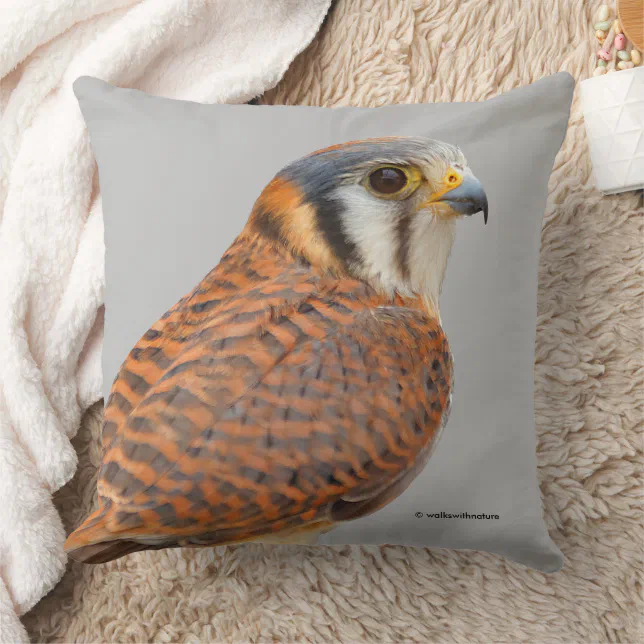 Stunning American Kestrel Sparrowhawk Falcon Throw Pillow
