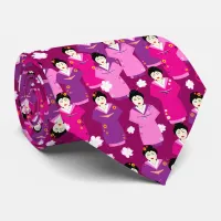 Geisha in Kimonos Japanese Pattern Neck Tie