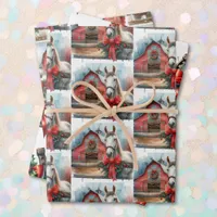 White Horse Festive Farm Christmas  Wrapping Paper Sheets