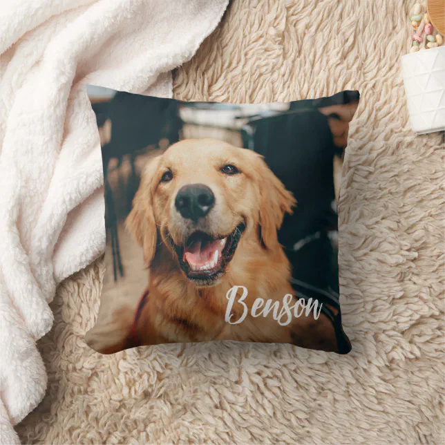 Custom Photo and Name Dog | Gift for Father’s Day Throw Pillow