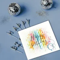 Rainbow Watercolor Stripes Paint Splatter Birthday Napkins