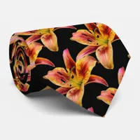 Elegant Yellow Pink Daylilies Neck Tie