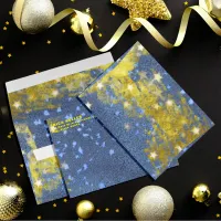 Fancy Starry Blue And Gold Glitter Festive Holiday Envelope