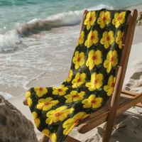 Yellow Hibiscus Flower Pattern Beach Towel