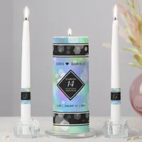 Elegant 14th Opal Wedding Anniversary Celebration Unity Candle Set