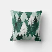 Evergreen Trees Winter Forest Snow Elegant Decor Throw Pillow