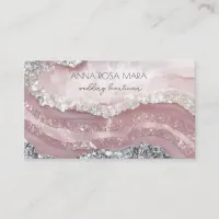 *~* QR Agate PINK Silver Glitter Glam AP66 Luxe Business Card