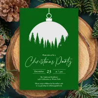 Green And White Decoration Ball Christmas Party Invitation