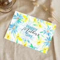 Watercolor Blue Yellow Flowers Mother's Day Postcard