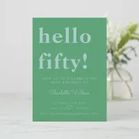 Bold Typography Blue Green Modern 50th Birthday Invitation