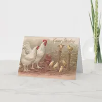 Vintage Chicken Family Easter Holiday Card