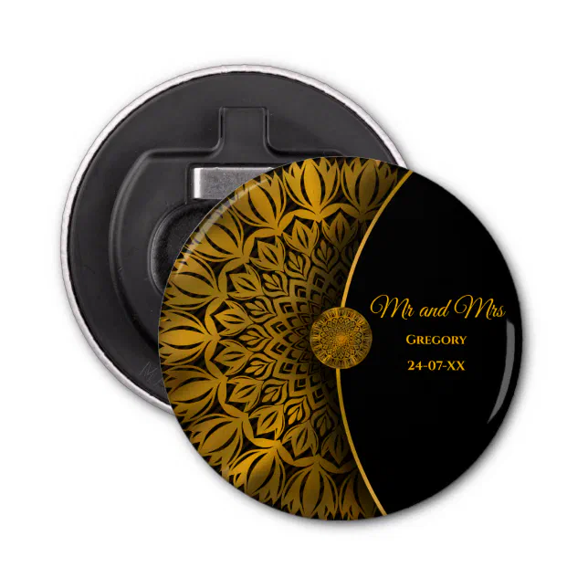 Black and gold classic traditional luxury mandala Bottle Opener