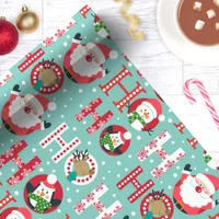 Ho Ho Ho Santa Claus Snow Christmas Holiday Wrapping Paper