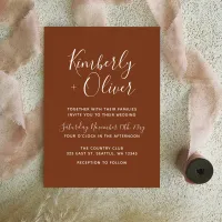 Budget Terracotta Modern Wedding Invitation