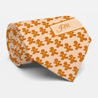 Gingerbread Man Classic Novetly Initials Christmas Neck Tie