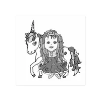 Pretty Princess and Unicorn Rubber Stamp