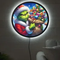 The Grinch embracing Christmas cheer with gifts LED Sign