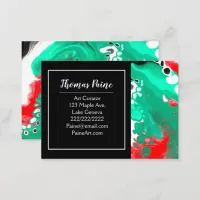 Green, Red and Black Marble Sharp Business Card