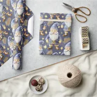 Blue Gold Christmas Pattern#11 ID1009 Wrapping Paper