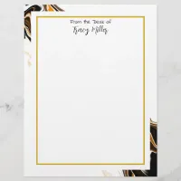 Personalized Fancy Black and Gold Marble    Letterhead