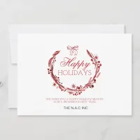 red wreath flourish Business holidays card