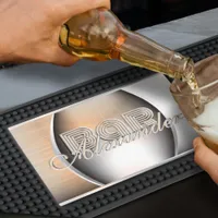 Shining brushed steel, owner’s name bar mat 