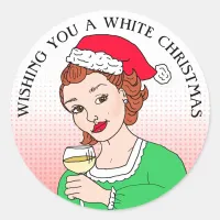 Wishing you a White Christmas Humor Holiday Classic Round Sticker