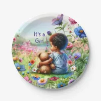 Baby Girl with Teddy Bear Baby Shower It's a Girl Paper Plates