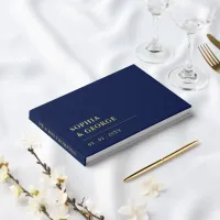 Elegant Modern Navy Wedding Foil Guest Book