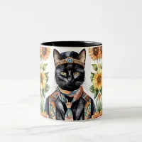 Boho Hippie Cat with Scarf 11 oz Mug