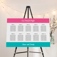 Aqua Hot Pink 10 Table Seating Chart Foam Board