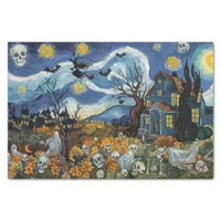 Spooky Night-Halloween Ghostly Skull Haunted House Tissue Paper