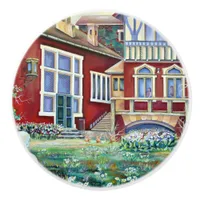 Sweden, Traditional Landscape Watercolor Ceramic Knob