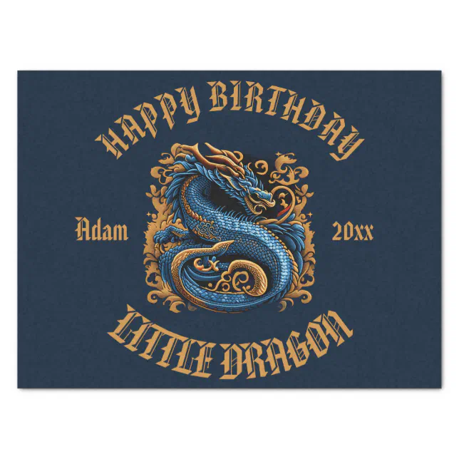 Chinese Dragon Royal Blue Birthday Party  Tissue Paper