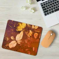 Vintage Autumn Watercolor Leaves Orange Floral  Mouse Pad