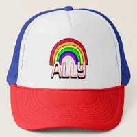 LGBTQIA+ Ally | Cute Rainbow and Heart Pride  Trucker Hat