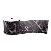 Breast Cancer Awareness Word Cloud ID261 Satin Ribbon