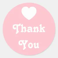 Pink and White Heart Thank You Classic Round Sticker